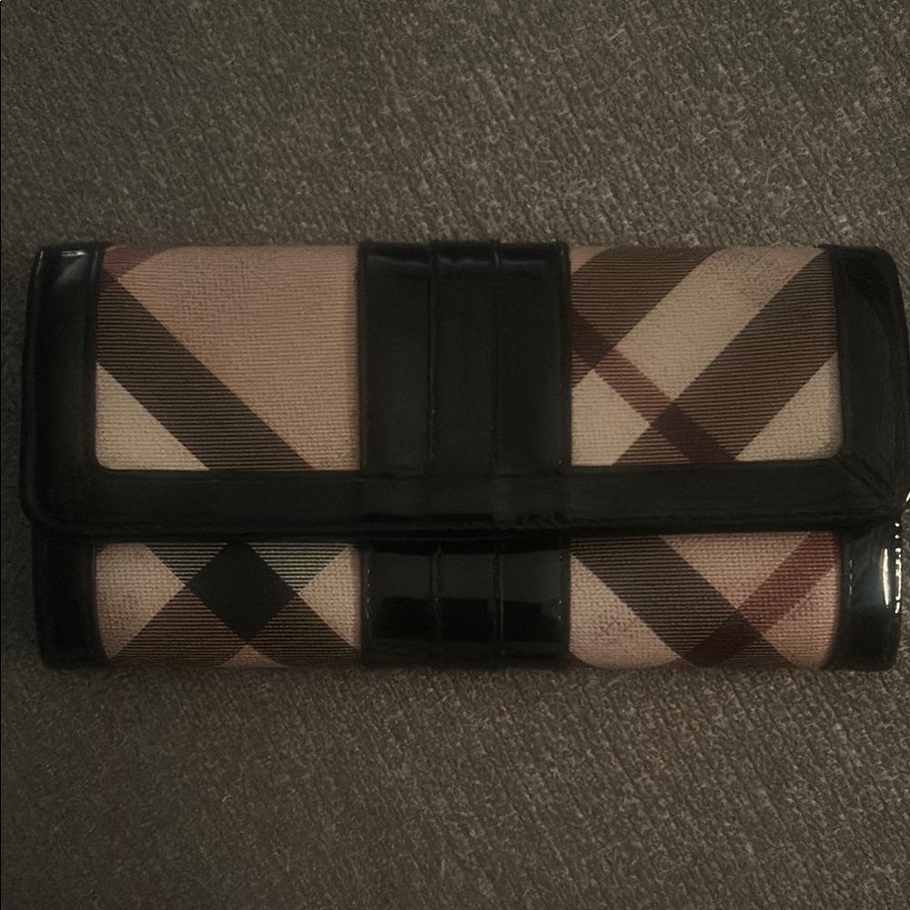 Burberry Checkered Clutch with Black Trim